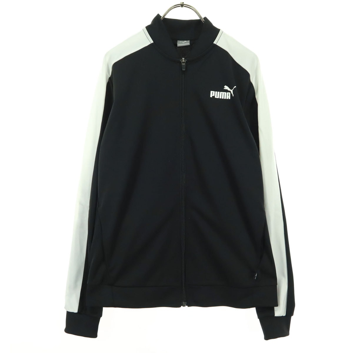 PUMA プーマ バイカラー ワンポイントロゴ 長袖 ジャージ トラックジャケット L ブラック