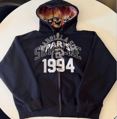 Supreme x MM6 Maison Margiela Zip Up Hooded Sweatshirt "Black"