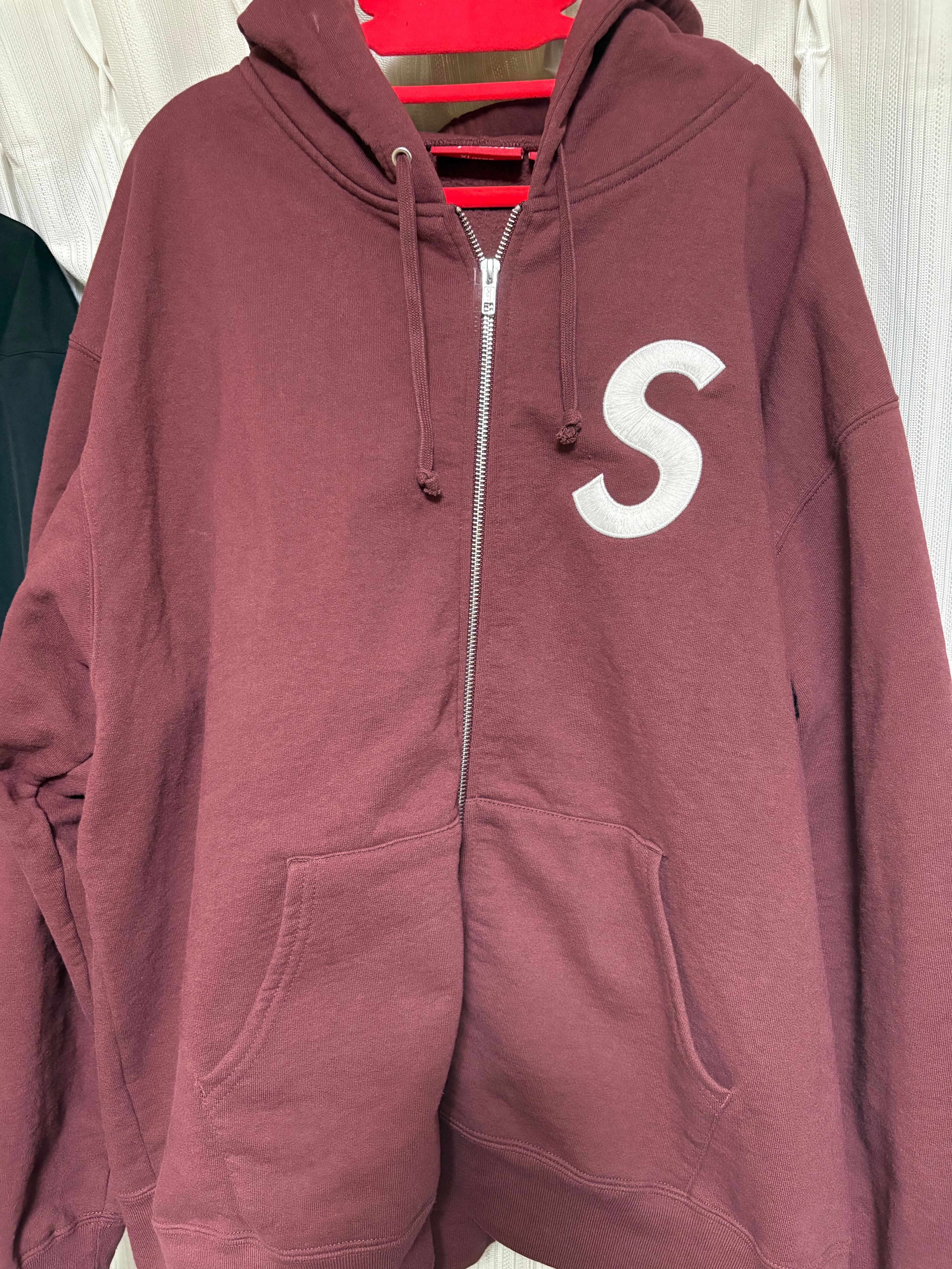 Supreme S Logo Zip Up Hooded Sweatshirt "Maroon"