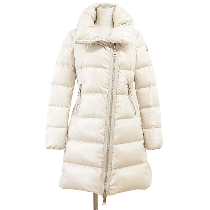 MONCLER モンクレール ダウンコート レディース サイズ 2 JOINVILLE GIUBOTTO ナイロン100% ロゴ パッチ コミックラベル ダウンジャケット アウター エクリュ ハンガリー製