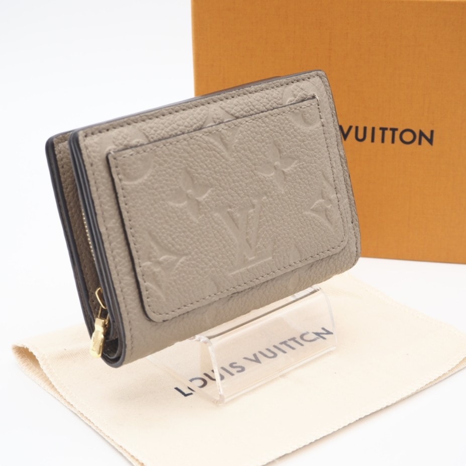 美品 LOUIS VUITTON ルイ・ヴィトン アンプラント ポルトフォイユ クレア トゥルトレール M80152 二つ折り財布 ベージュ カーフレザー レディース