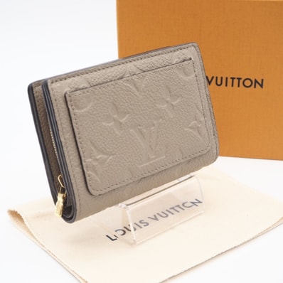 美品 LOUIS VUITTON ルイ・ヴィトン アンプラント ポルトフォイユ クレア トゥルトレール M80152 二つ折り財布 ベージュ カーフレザー レディース