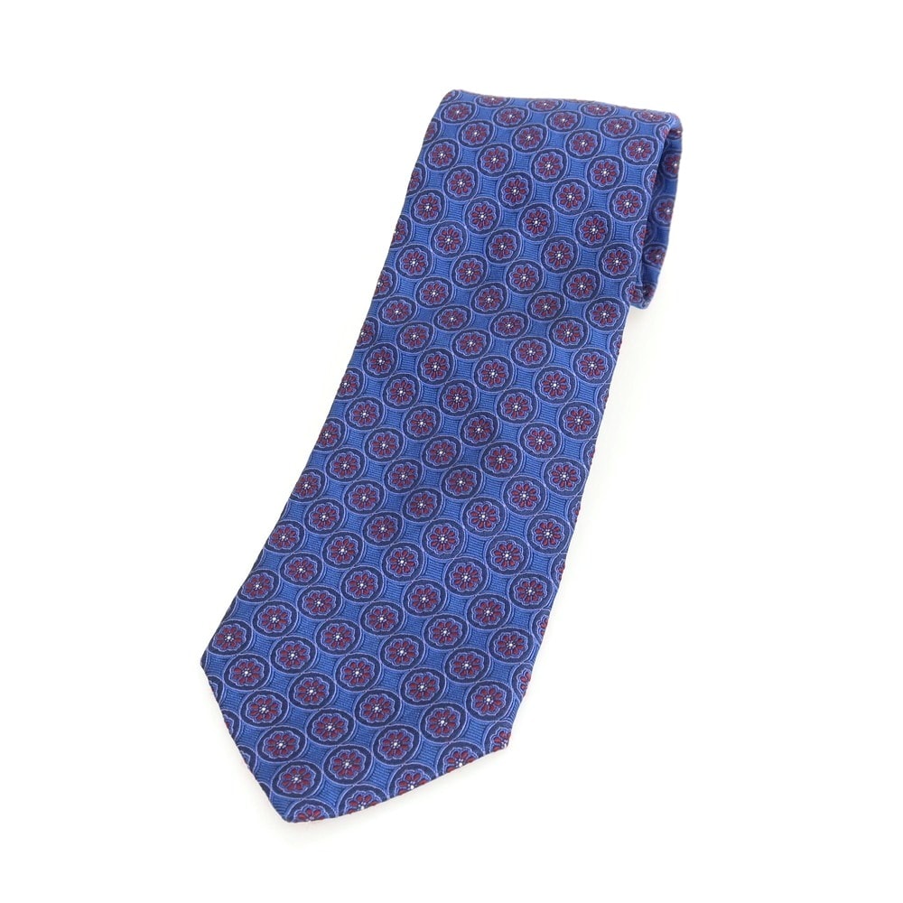 【中古】ブルックスブラザーズ Brooks Brothers Makers and Merchants シルク 小紋柄ネクタイ ブルーxバーガンディ【メンズ】