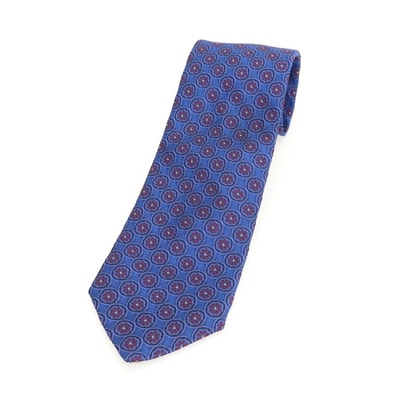 【中古】ブルックスブラザーズ Brooks Brothers Makers and Merchants シルク 小紋柄ネクタイ ブルーxバーガンディ【メンズ】