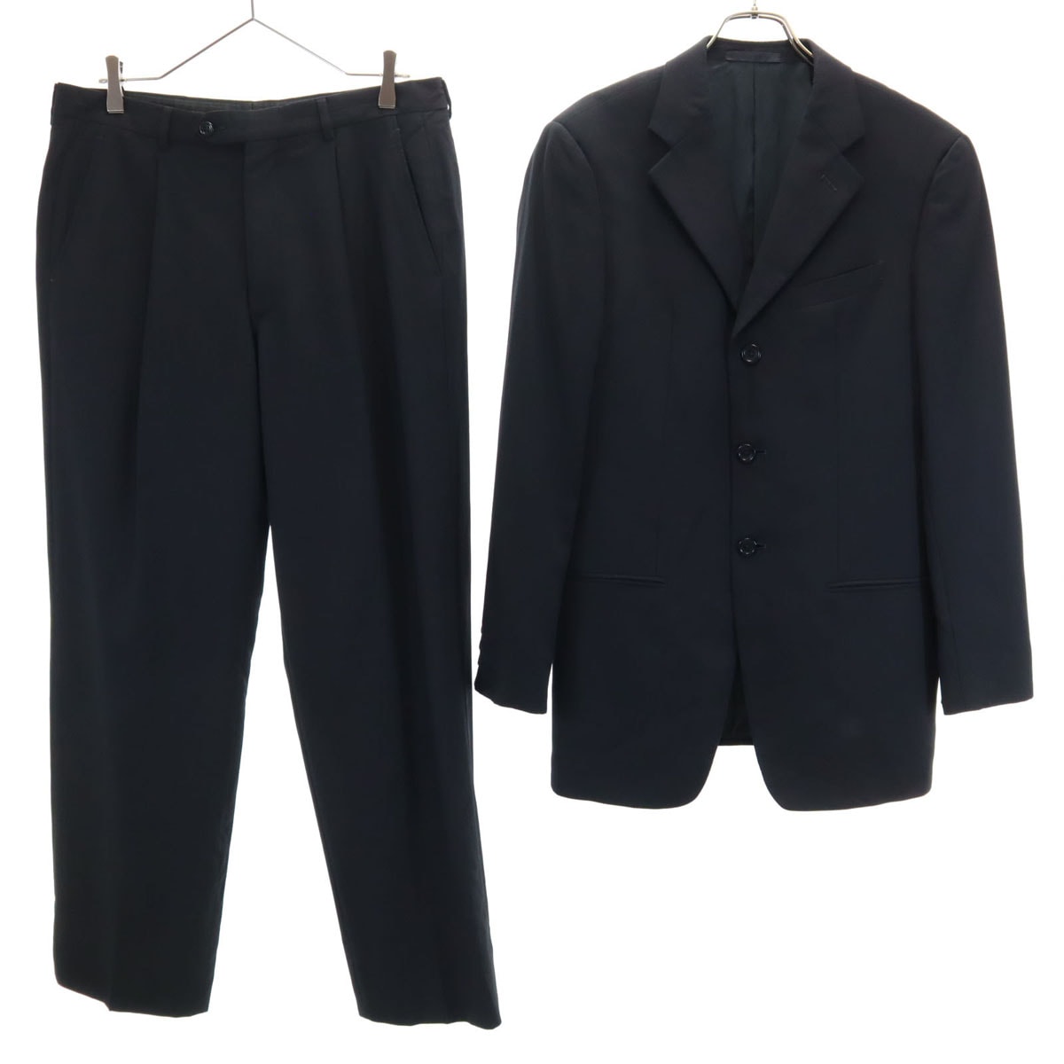 ARMANI COLLEZIONI アルマーニコレッツォーニ ヘリンボーン スーツ 上下セットアップ 46 ブラック