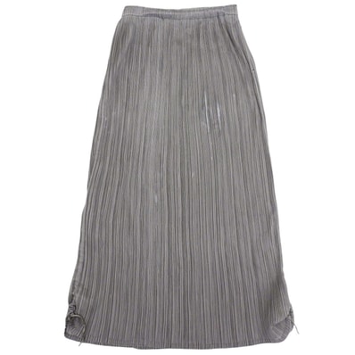 プリーツプリーズ ISSEY MIYAKE プリーツ サイドギャザー ロング スカート レディース グレー PP33-JG665 2