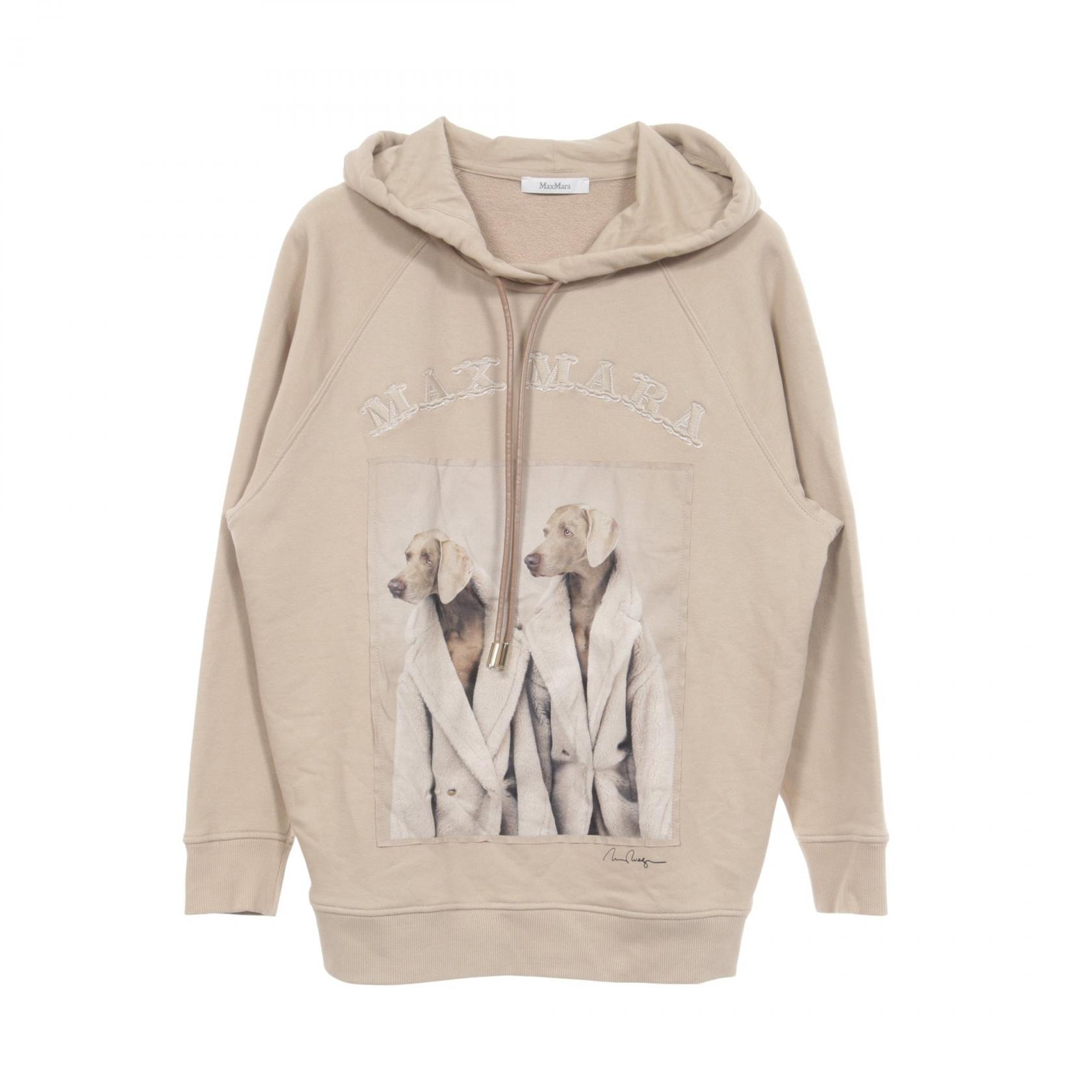 マックスマーラ MAX MARA LILLO ウェグマンプリント オーバーサイズ パーカー 衣料品 トップス コットン レディース ベージュ系 【中古】