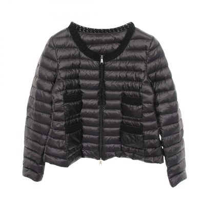 モンクレール MONCLER CROISSANT ノーカラー ダウンジャケット 衣料品 アウター ナイロン レディース ブラック系 【中古】