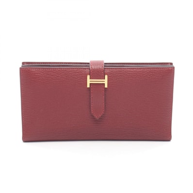 エルメス HERMES ベアンスフレ ルージュアッシュ 二つ折り長財布 財布 シェーブル シェーブル ボルドー U刻印(2022年製造) レディース ボルドー系 039078CC 【中古】