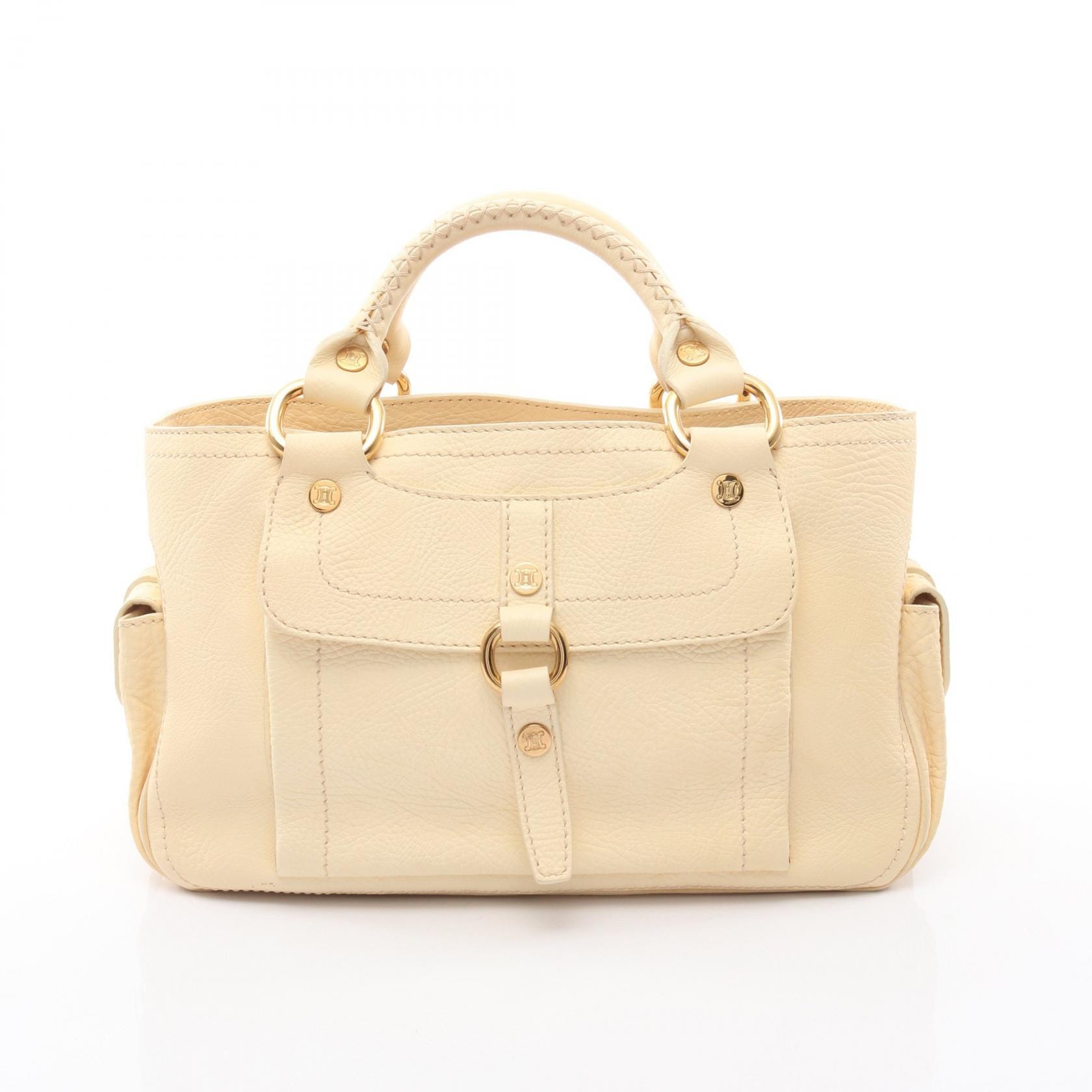 セリーヌ CELINE ブギーバッグ ハンドバッグ バッグ レザー レディース アイボリー系 134023TST 【中古】