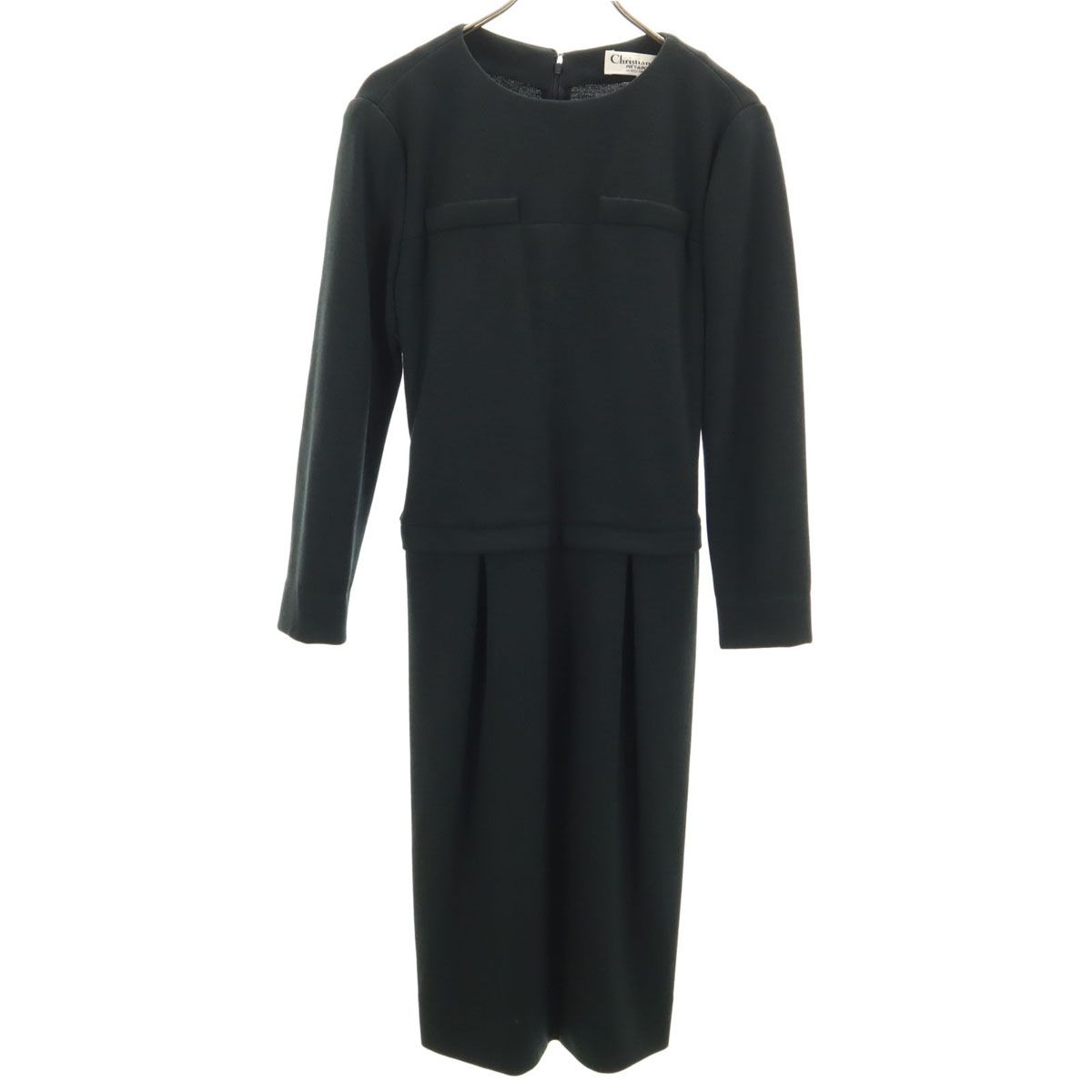 Christian Dior クリスチャンディオール 90s pret-a-porter ウール オールド 長袖 ロングワンピース 11 ブラック系 バックファスナー