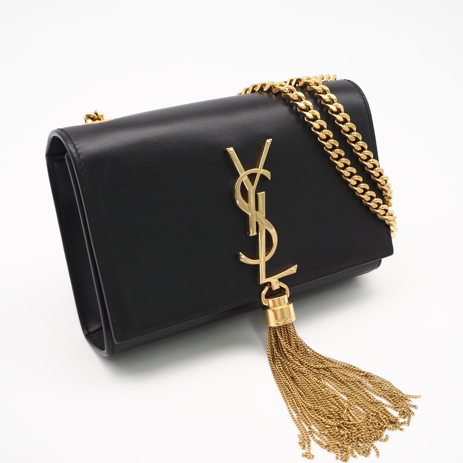 美品 SAINT LAURENT サンローラン カーフスキン ケイト チェーンショルダーバッグ 354120 ショルダーバッグ ブラック カーフレザー レディース