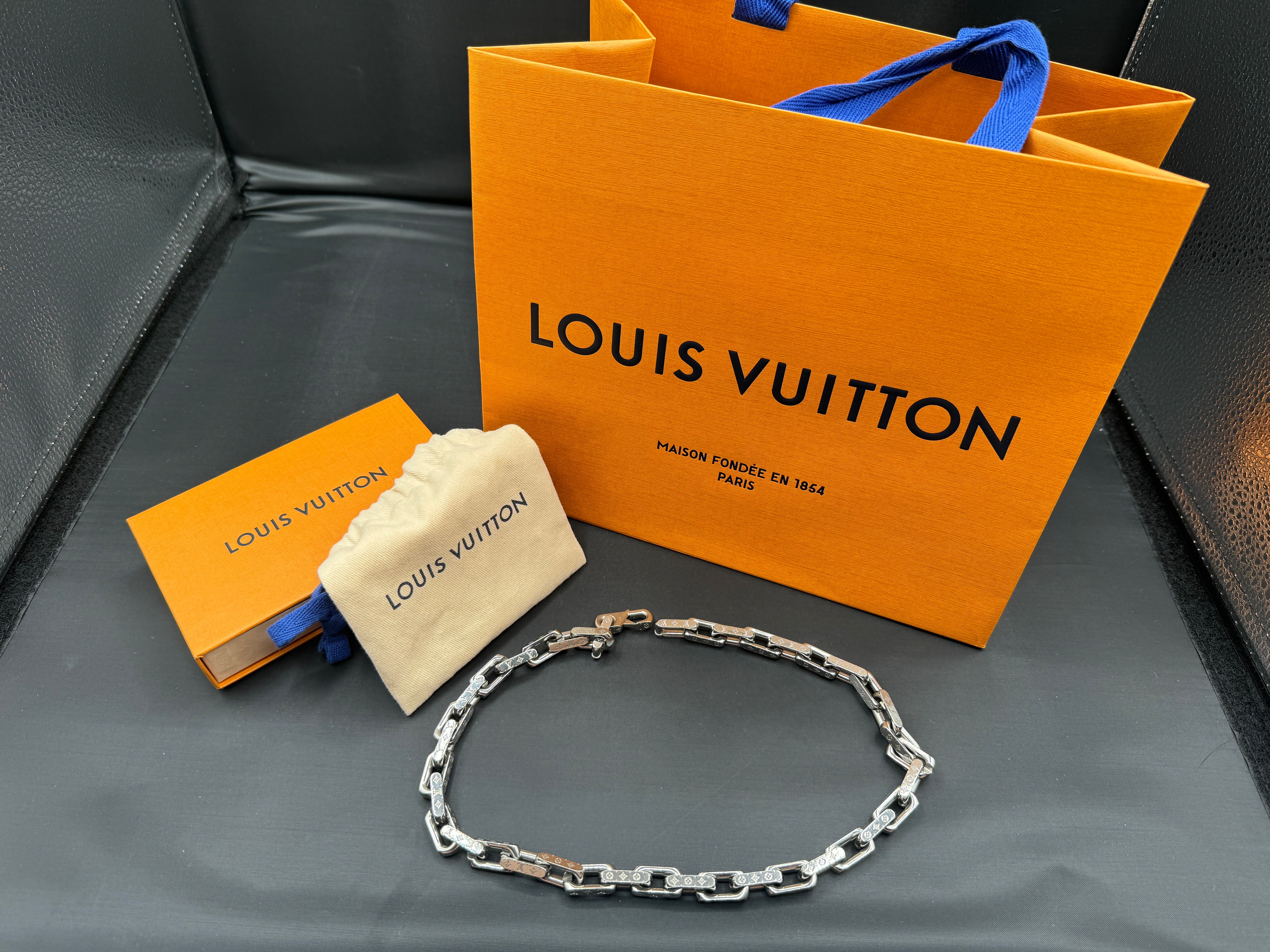 Louis Vuitton Monogram Chain Necklace "Silver"