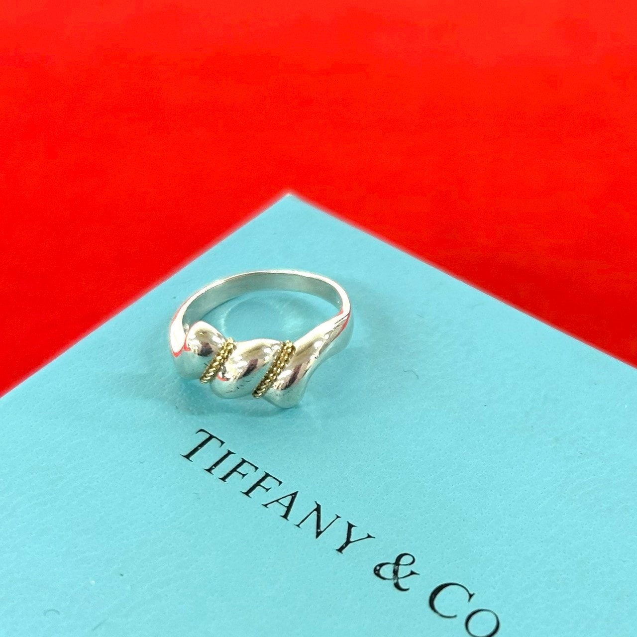 TIFFANY&Co. ティファニー ツイスト リング シルバー925 K18イエローゴールド リング・指輪 10号 シルバー
 35840