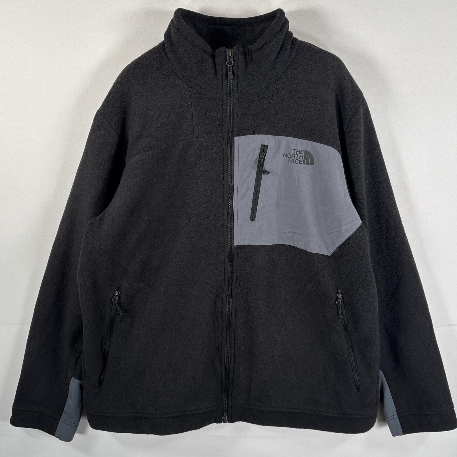 古着 ザ・ノースフェイス THE NORTH FACE フリースジャケット ワンポイントロゴ刺繍 フルジップ 大きいサイズ XL ブラック メンズ