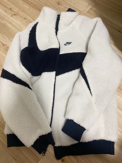 Nike Big Swoosh Reversible Boa Jacket "Sail/Dark Obsidian"