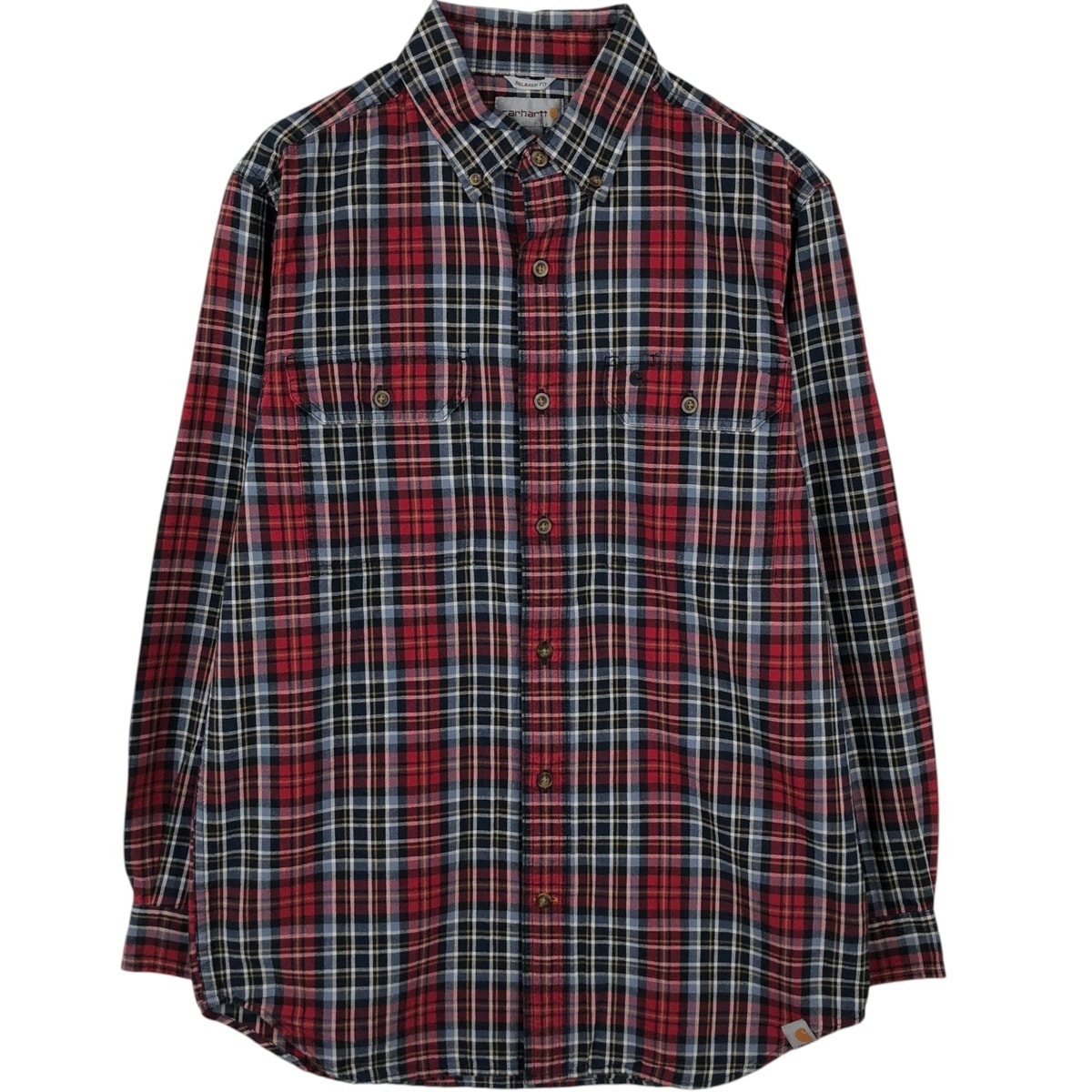 古着 カーハート Carhartt RELAXED FIT チェック柄 長袖 ボタンダウン ワークシャツ メンズM相当/eaa659590