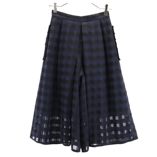 LANVIN en Bleu ランバンオンブルー チェック柄 ガウチョパンツ 36 ネイビー系 バックジップ
