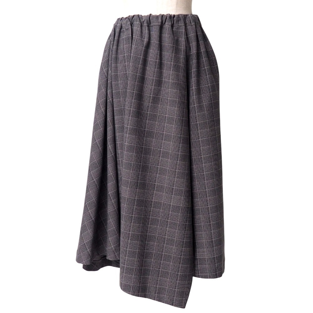 ■美品■Y's Yohji Yamamoto ワイズ ヨウジヤマモト スカート サイズ2 チェック柄 アシンメトリー ブランド古着【中古】20250909/RA5969