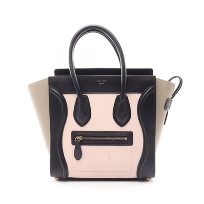 セリーヌ CELINE ラゲージ マイクロショッパー トートバッグ バッグ レザー レディース ブラック系 / ピンク系 / ベージュ系 167793 【中古】