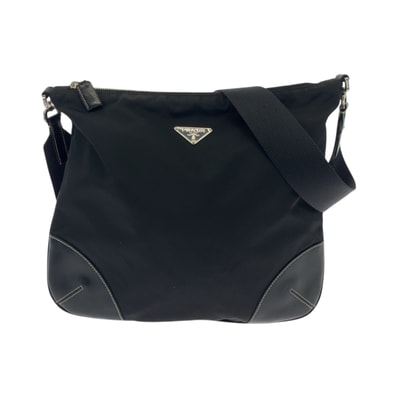 PRADA プラダ テスート 三角ロゴプレート ブラック 黒 シルバー金具 ナイロン ショルダーバッグ ポシェット 503350 【中古】
