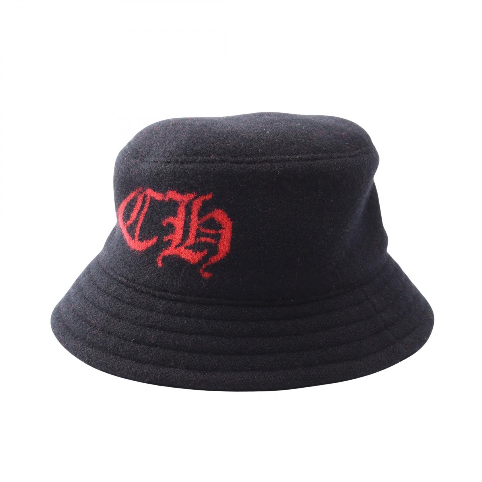Chrome Hearts CH Logo Cashmere Bucket Hat "Black/Red"