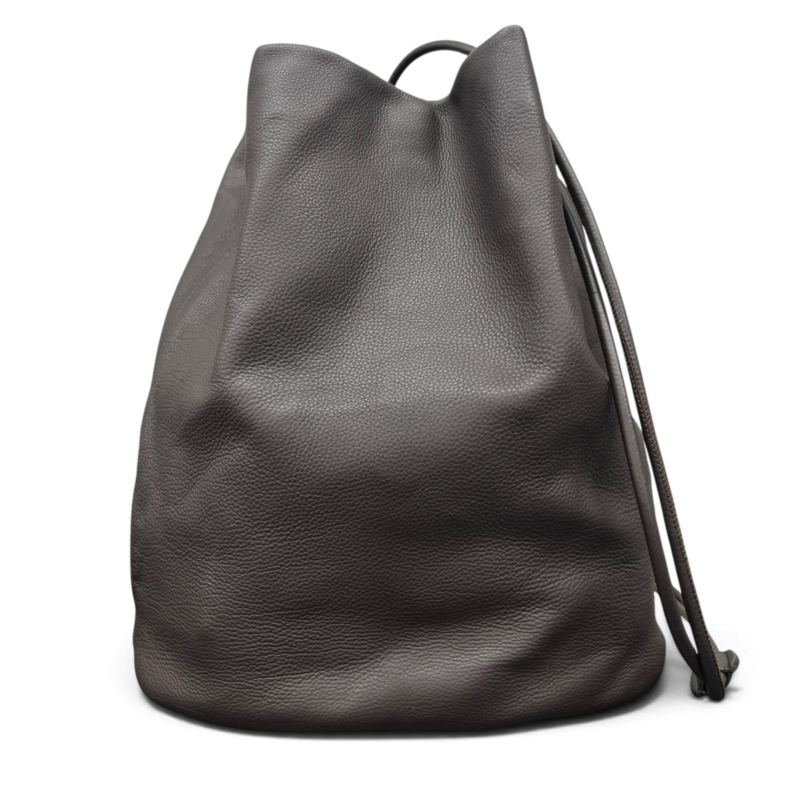 THE ROW 希少 極美品 ザロウ JOE BACKPACK ジョー ワンショルダバッグ W1632 L31 レザー エスプレッソ ダークブラウン 巾着 バケット Aランク 中古 鑑定済 ザロウバッグ