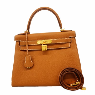 ★SALE【6id5602-g】エルメス ハンドバッグ ケリー28 トゴ ゴールド ゴールド金具 G刻印 2wayバッグ【中古】レディース