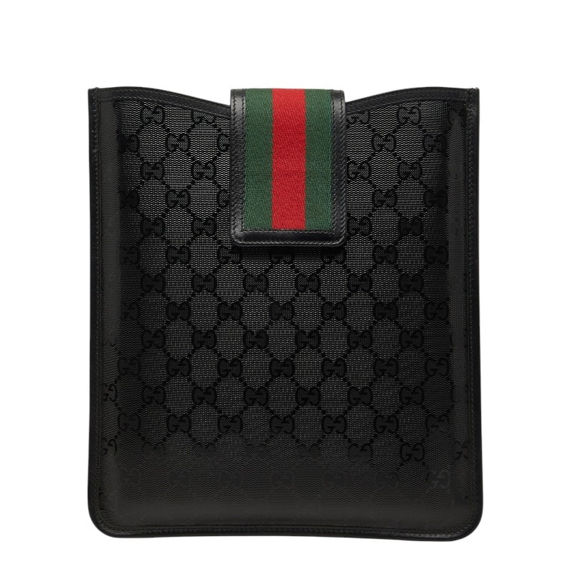 グッチ GGインプリメ シェリーライン - iPadケース 256575 ブラック PVC レザー レディース GUCCI 【中古】
