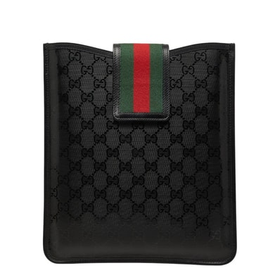 グッチ GGインプリメ シェリーライン - iPadケース 256575 ブラック PVC レザー レディース GUCCI 【中古】