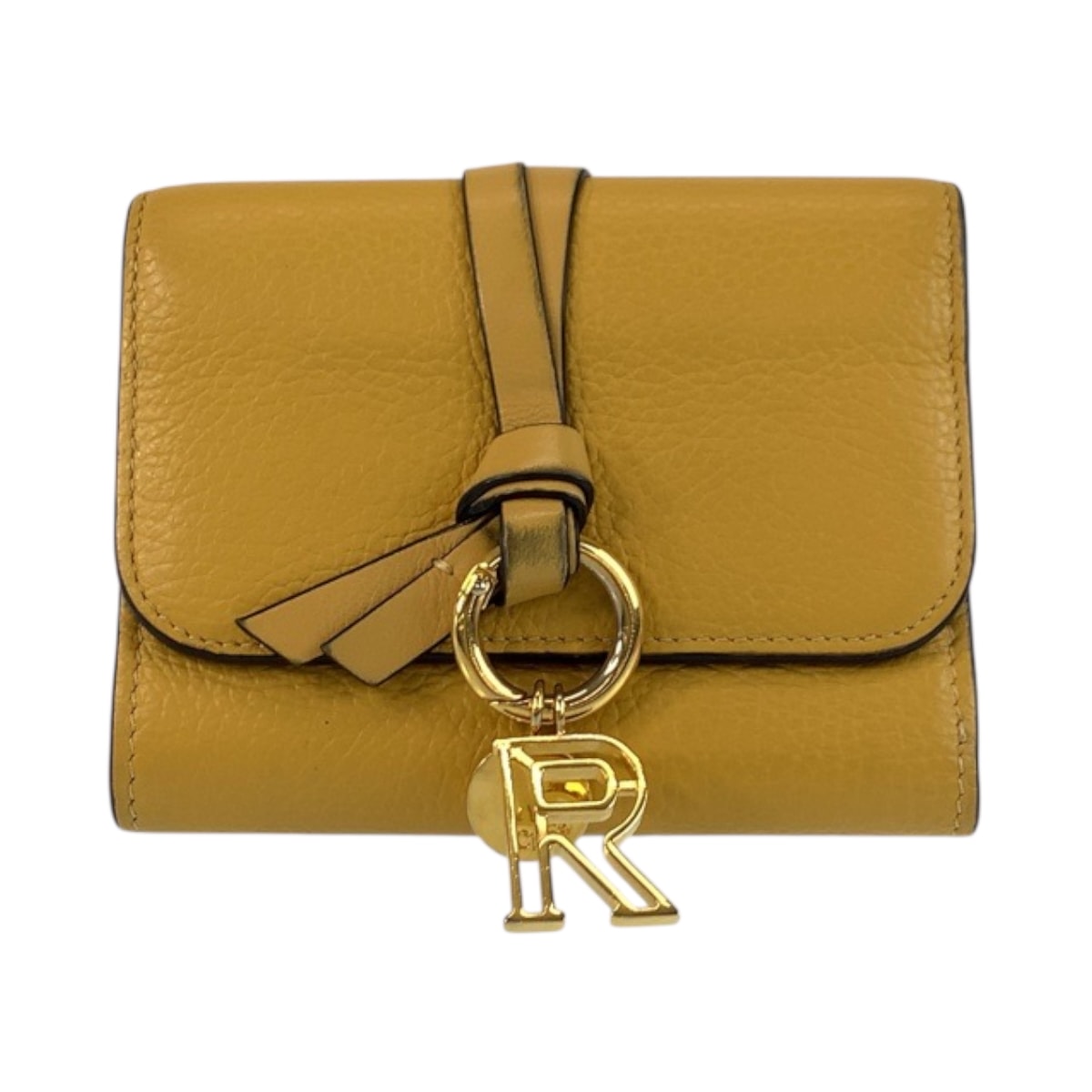 Chloe クロエ ALPHABET イエロー ゴールド金具 レザー 折財布 コンパクトウォレット 600420 【中古】