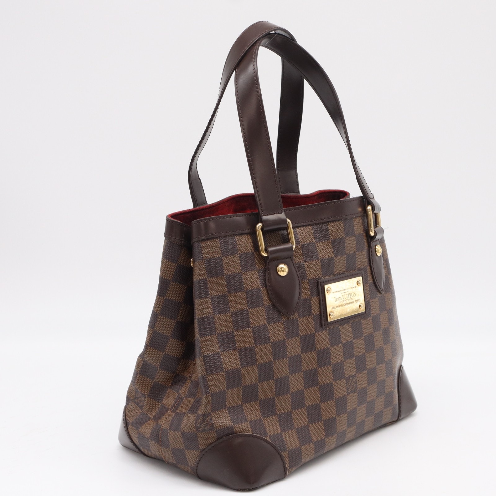 LOUIS VUITTON ルイ・ヴィトン ダミエ ハムステッドPM N51205 ハンドバッグ ブラウン ベージュ コーティングキャンバス レザー レディース