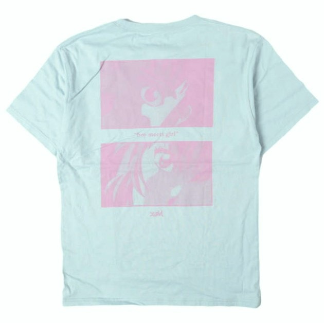 X-girl x EVANGELION エックスガール エヴァンゲリオン 別注 BOY MEETS GIRL S/S TEE プリントTシャツ 105201011035 S BLUE 半袖 youth 綾波レイ 碇シンジ トップス g13377