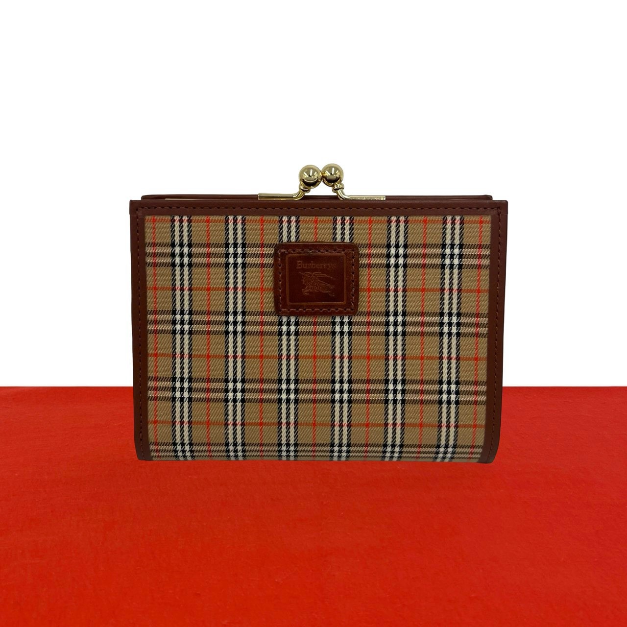 BURBERRY バーバリー シャドーホース ロゴ ノバチェック 柄 キャンバス レザー 二つ折り財布 ブラウン
74479