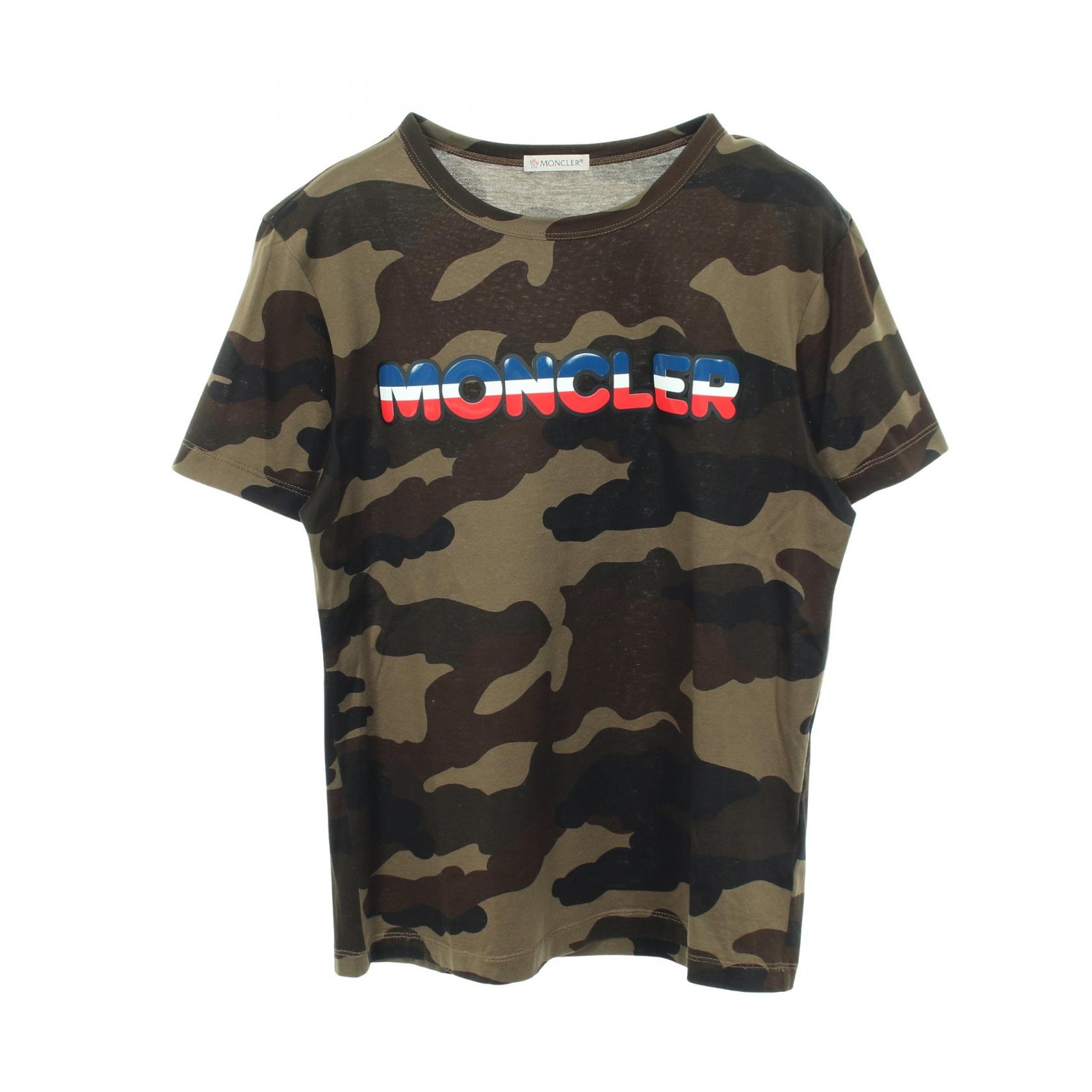モンクレール MONCLER ラバーロゴ カモフラージュ 半袖Tシャツ 衣料品 トップス コットン メンズ カーキ系 / マルチカラー 8042800 【中古】
