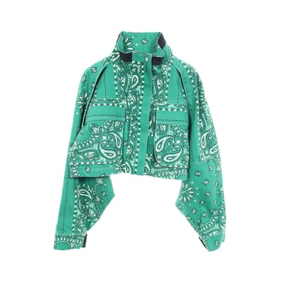 サカイ Sacai Bandana Print Blouson クロップド 衣料品 アウター コットン レディース グリーン系 【中古】