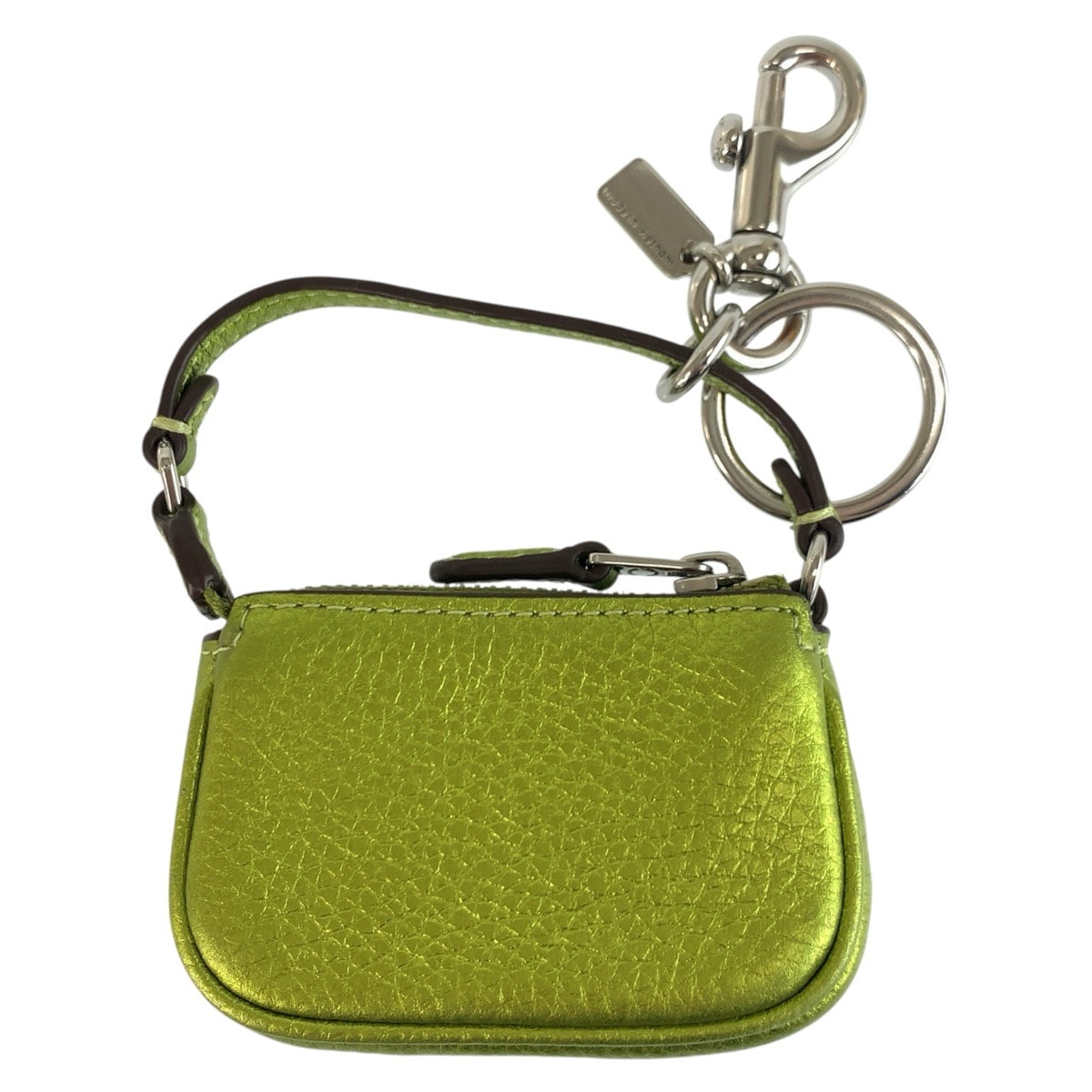 【美品】COACH キーホルダー チャーム ローグ ミニ シボ革 ダークグリーン B (目立った傷や汚れなし)】美品 COACH コーチ ミニ ノリータ グリーン