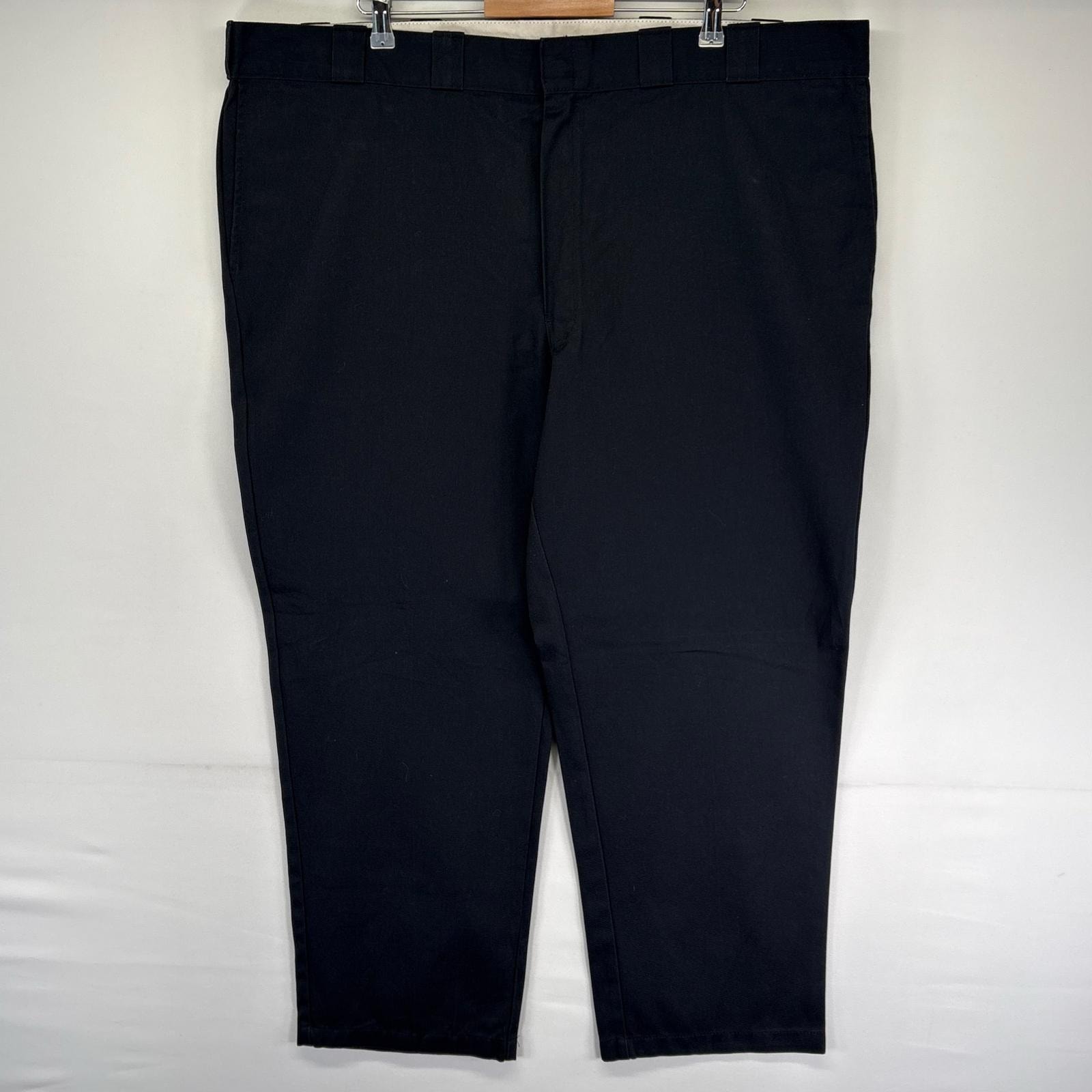 古着 ディッキーズ Dickies パンツ チノパン ジップ ワンポイントロゴ 大きいサイズ 874 ストレート w48 L30  ブラック系 メンズ