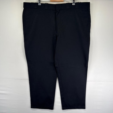 古着 ディッキーズ Dickies パンツ チノパン ジップ ワンポイントロゴ 大きいサイズ 874 ストレート w48 L30 ブラック系 メンズ