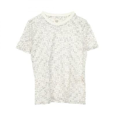 エルメス HERMES ボルデュックチェック クルーネック 半袖Tシャツ 衣料品 トップス コットン ホワイト レディース ホワイト系 5E4645DK 【中古】