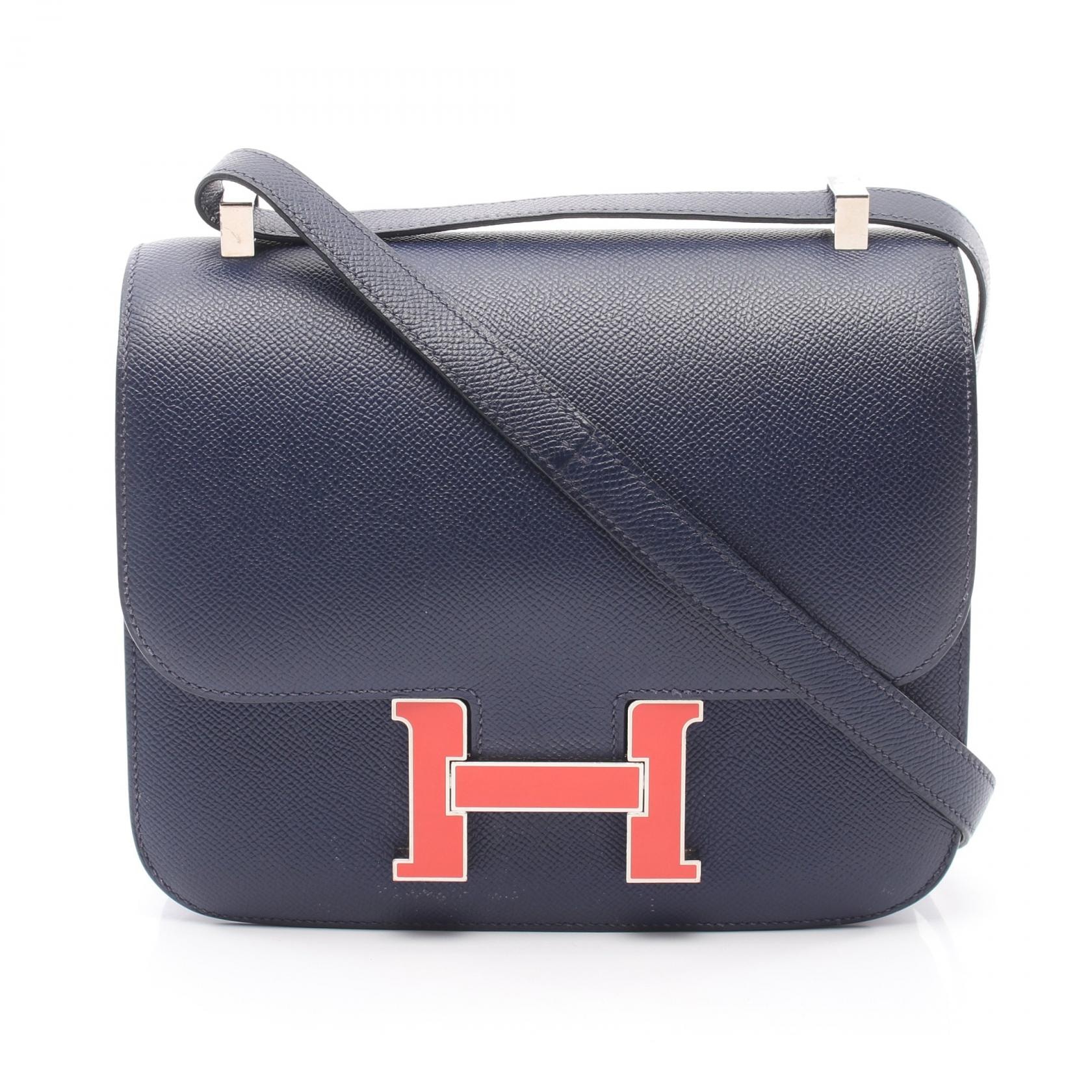 エルメス HERMES コンスタンス3 24 コンビ金具 ショルダーバッグ バッグ レザー ヴォーエプソン ヴォーエプソン ブルーサフィール X刻印(2016年製造) レディース ネイビー系 【中古】