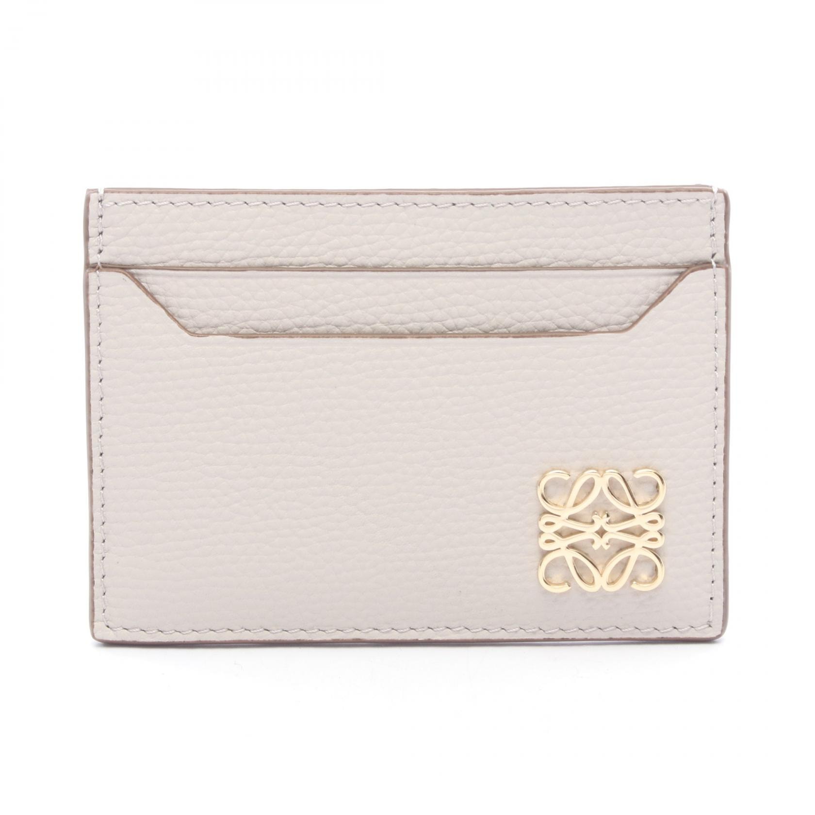 ロエベ LOEWE アナグラム プレーン カードホルダー カードケース アクセサリー レザー レディース ベージュ系 C821075X098389 【新品】