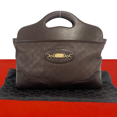 GUCCI グッチ ホースビット 金具 グッチシマ レザー ハンドバッグ ブラウン
32248