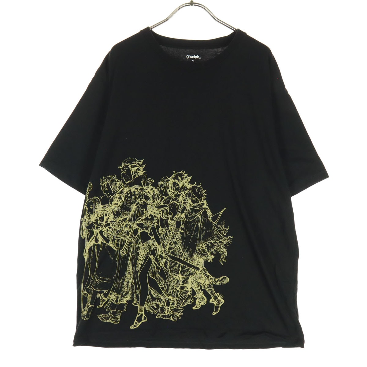 美品 graniph グラニフ オクトパストラベラー コラボ プリント 半袖 丸首 Tシャツ XL ブラック OCTOPATH TRAVELER