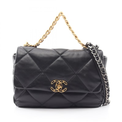 シャネル CHANEL 19 ディズヌフ マトラッセ コンビ金具 2WAY ショルダーバッグ バッグ ラムスキン(羊革) レディース ブラック系 AS1161 【中古】