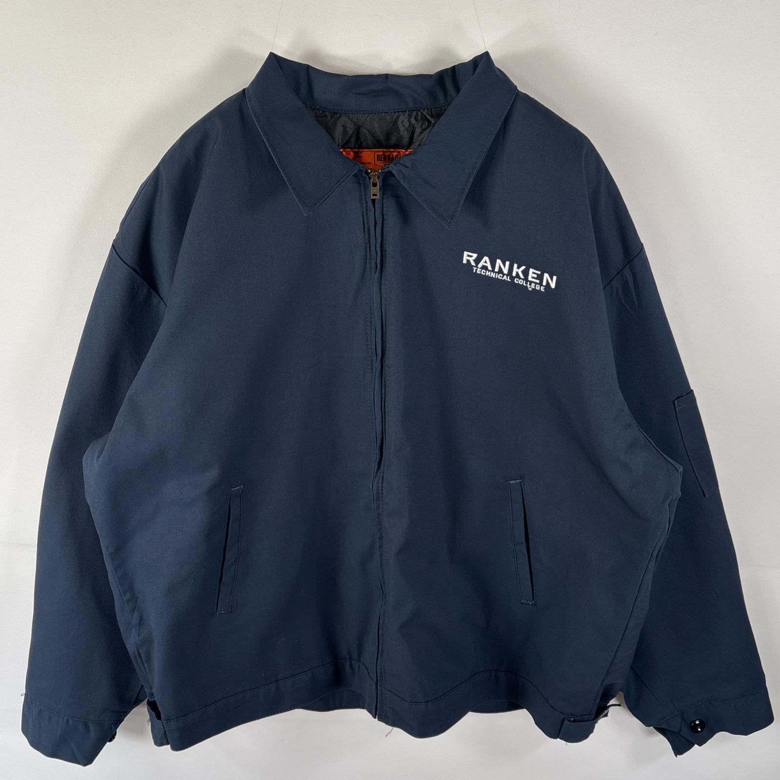 古着 レッドキャップ RED KAP ワークジャケット ブルゾン 中綿 フルジップ キルティングライナー 刺繍 大きいサイズ 14041  ネイビー メンズ