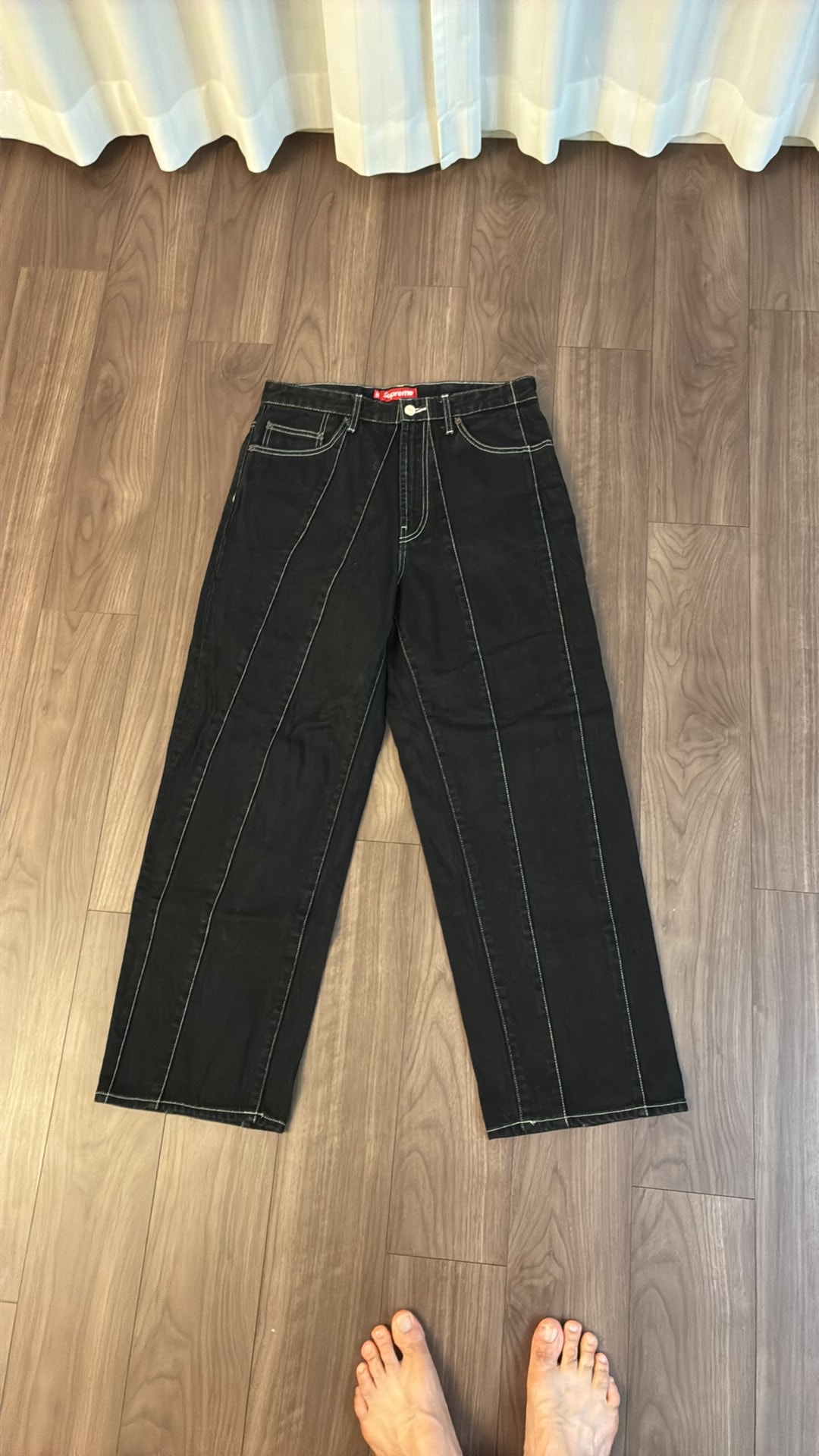 Supreme Paneled Stripe Baggy Jean "Black"