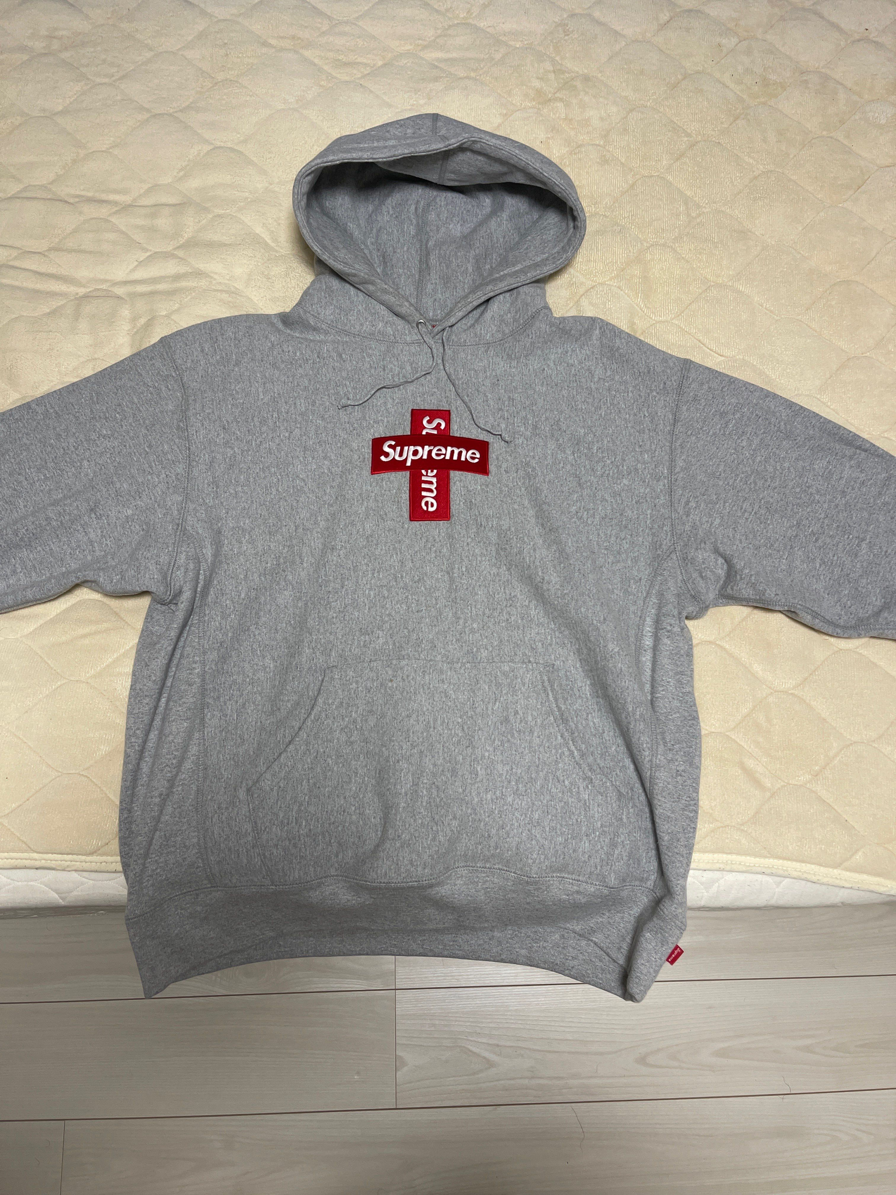 Supreme Cross Box Logo Hooded Sweatshirt "Grey"