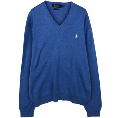 古着 ラルフローレン Ralph Lauren POLO RALPH LAUREN Vネック ピマコットンニットセーター メンズL相当/eaa637232