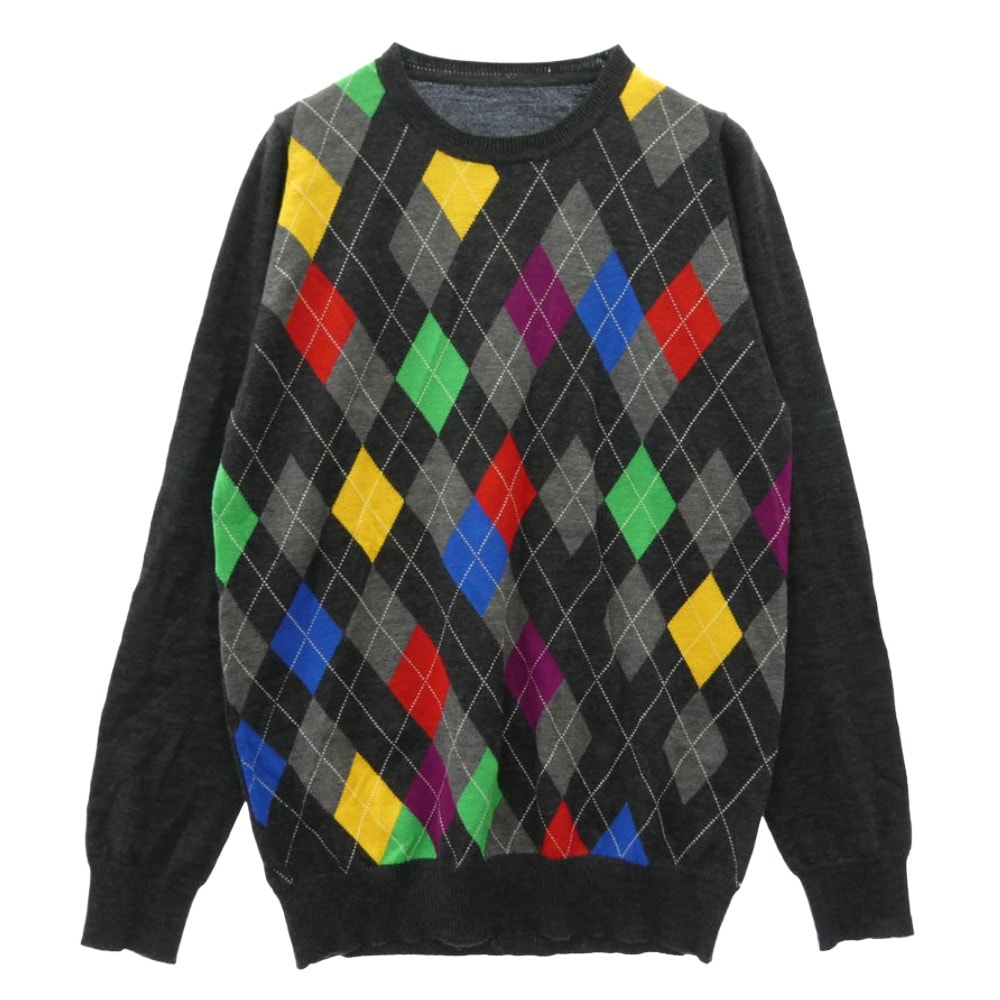 uniform experiment ユニフォームエクスペリメント ニット UE-091071 ウール アーガイル クルーネック セーター ニット マルチカラー系 3【中古】
